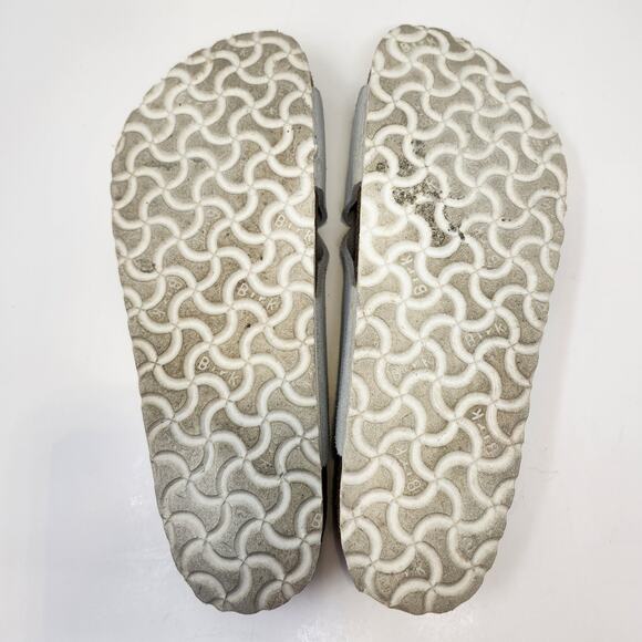 Birkenstock Siena Big Buckle Sandal Crossed Strap White Metallic Suede Size 41 - Picture 9 of 9